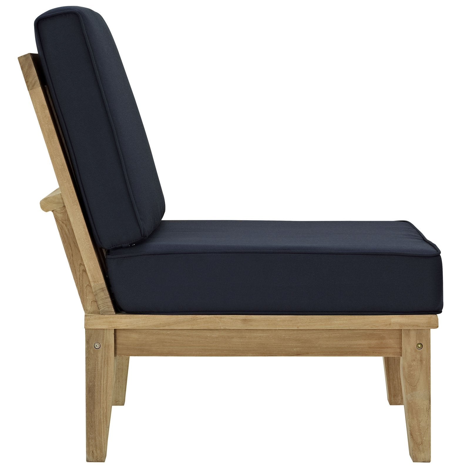 Modway Marina Premium Grade A Teak Wood 5-Piece Outdoor Patio Furniture Set In Natural Navy