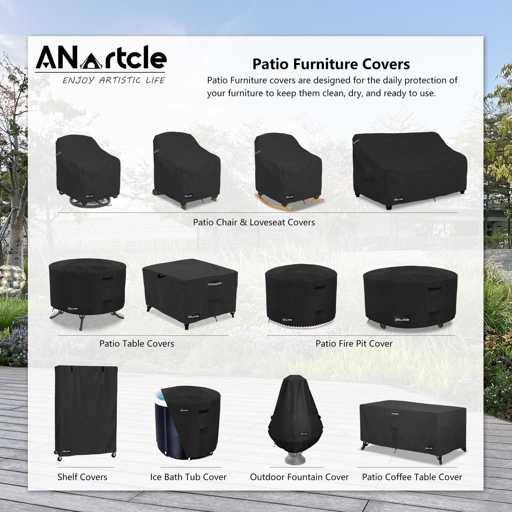 Anartcle 2-Seater Patio Loveseat Cover,58W X 32.5D X 31H Inches Outdoor Couch Cover,100% Waterproof Heavy Duty Patio Sofa Covers