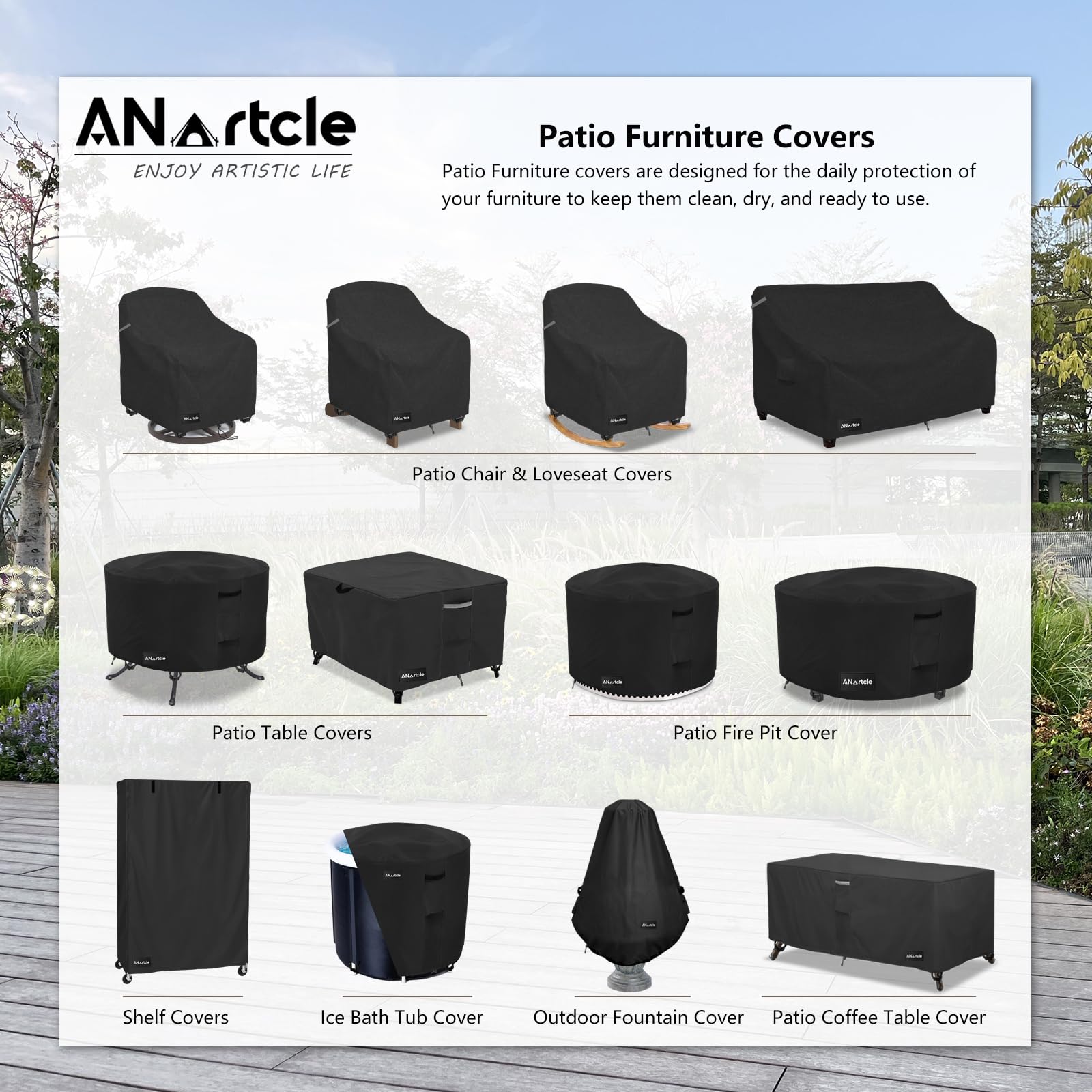 Anartcle 3-Seater Patio Sofa Cover,79W X 37D X 35H Inches Outdoor Couch Cover,100% Waterproof Heavy Duty Patio Sofa Covers,Patio