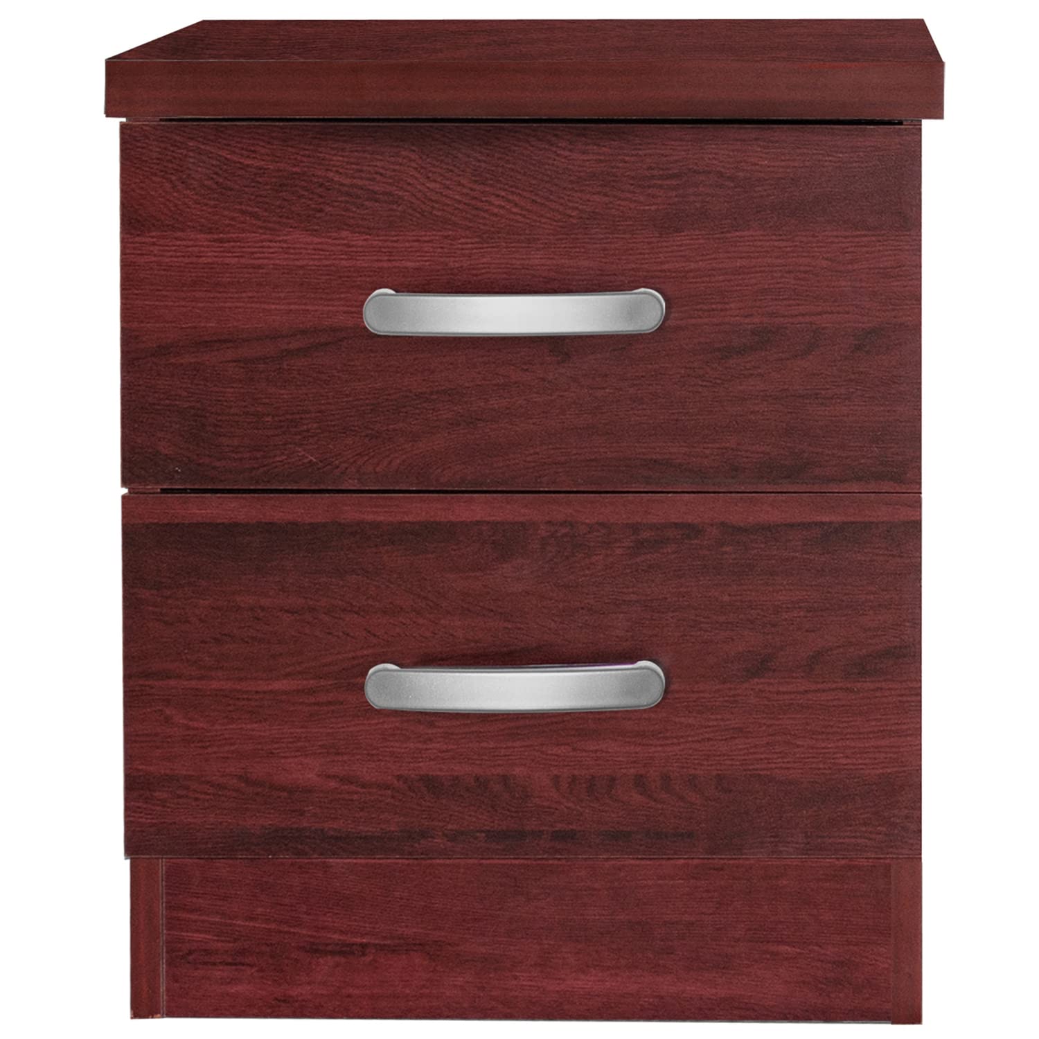 Better Home Products Cindy Faux Wood 2 Drawer Nightstand in Mahogany