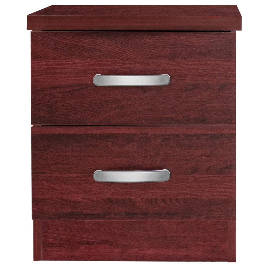 Better Home Products Cindy Faux Wood 2 Drawer Nightstand in Mahogany