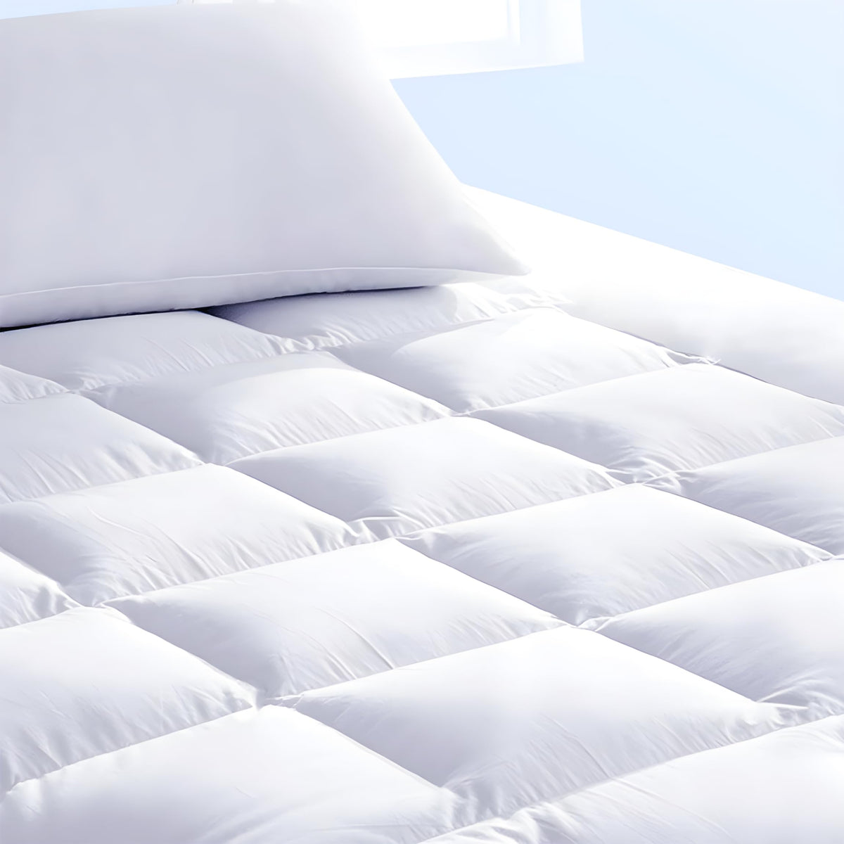 Pure Brands Full Mattress Topper & Mattress Pad Protector In One Quality Plush Luxury Down Alternative Pillow Top Make Your Bed