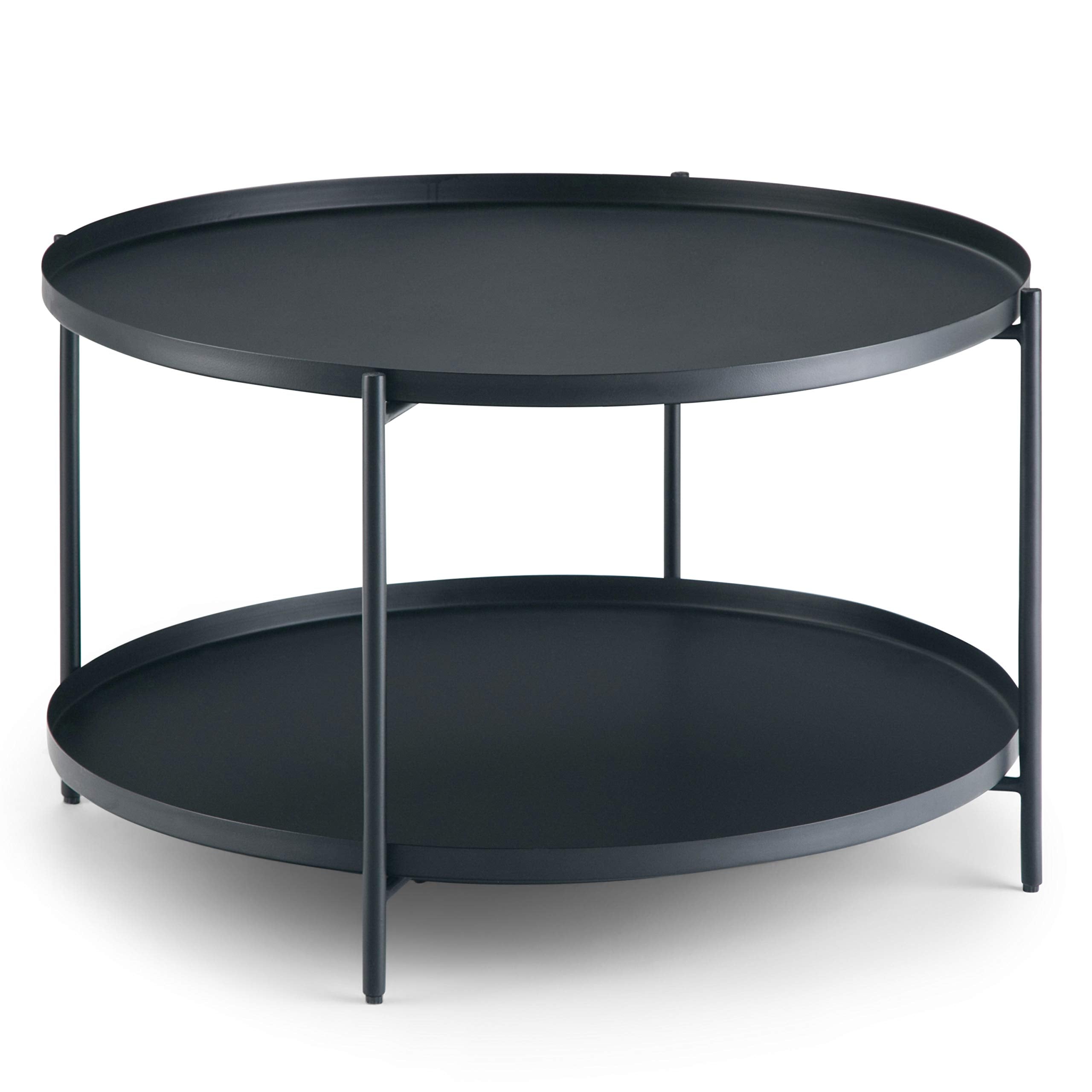 Simplihome Monet Industrial 32 Inch Wide Metal Coffee Table In Black, For The Living Room And Family Room