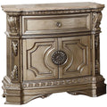 Acme Northville 1 Drawer Wooden Marble Top Nightstand in Antique Silver