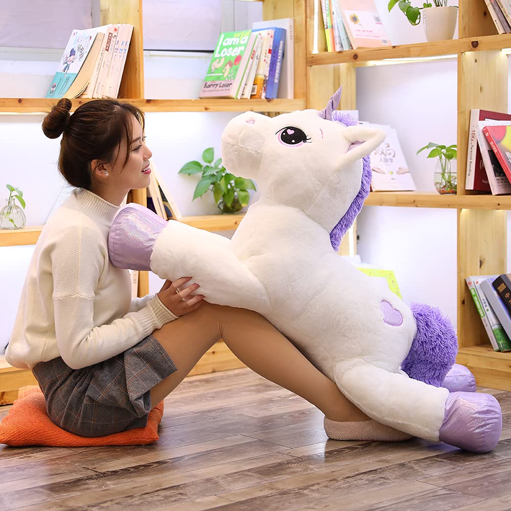 Lanmore Big Unicorn Stuffed Animal Plush Toy, Giant Animal Plush Pillow, Unicorn Body Pillow For Girls Kids, Soft Hugging Pillow