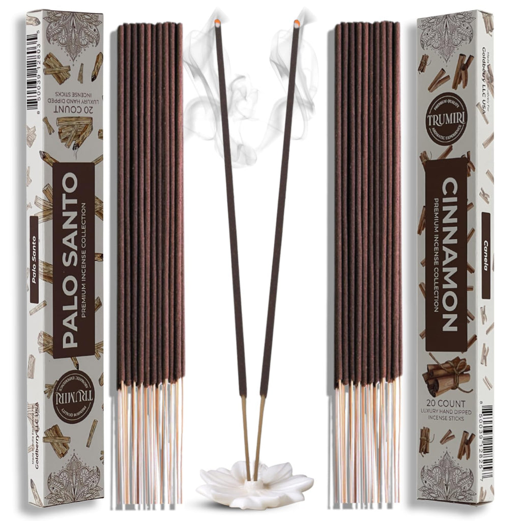Trumiri Incense Sticks - Combo Pack of 40 Insence-Sticks - 20 Palo Santo + 20 Cinnamon - Insenses - Insents - Incents - Inscense