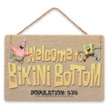 Nickelodeon SpongeBob SquarePants Welcome to Bikini Bottom Hanging Wood Wall Decor - Fun Bikini Bottom Sign for Home