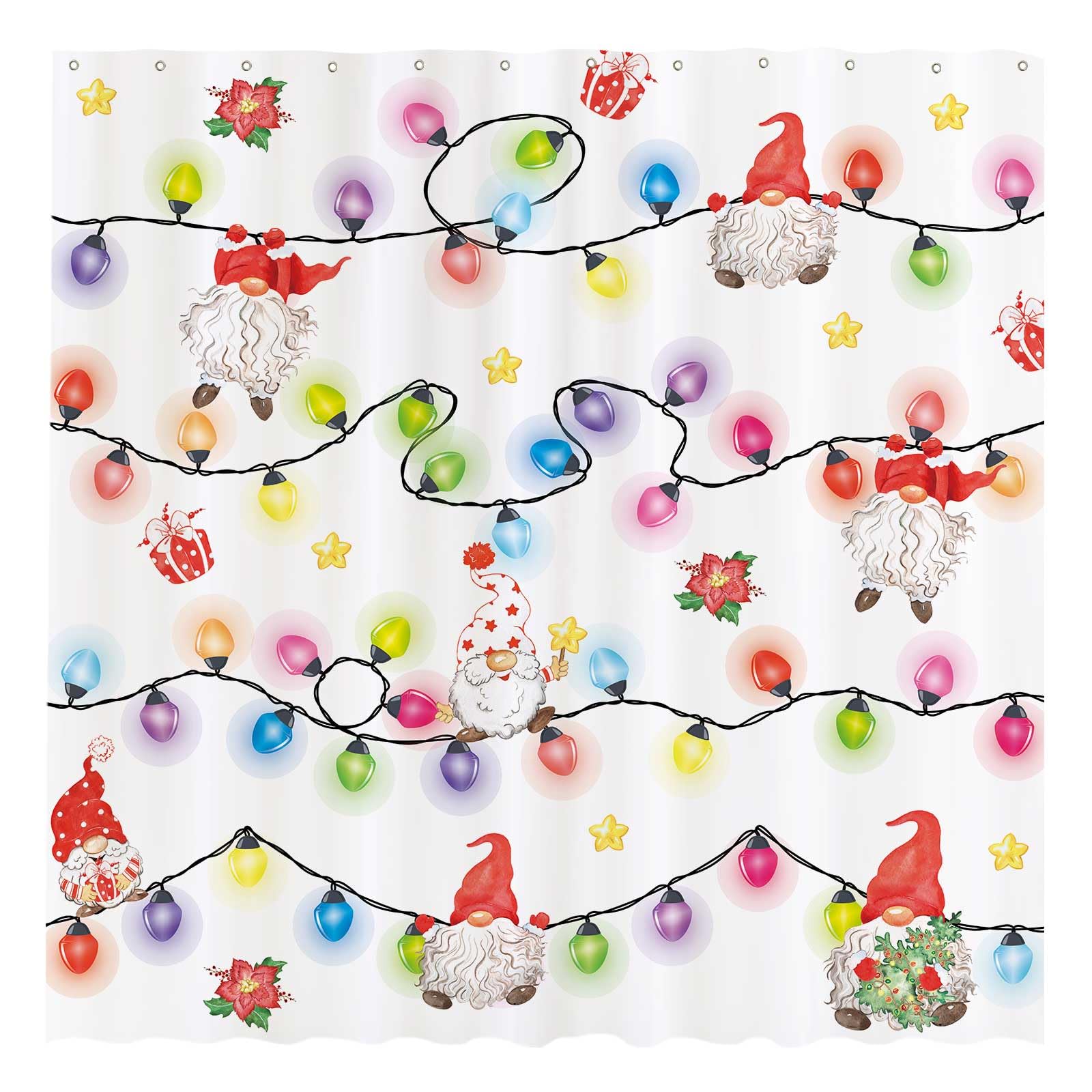 Allenjoy 72 x 72 Christmas Gnomes Shower Curtain Set Merry Xmas Cute Funny Bathroom Bathtubs Decor Easy Care Machine Washable Du