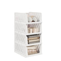 UDEAR 4 Pack Stackable Closet Storage Baskets, Foldable,White