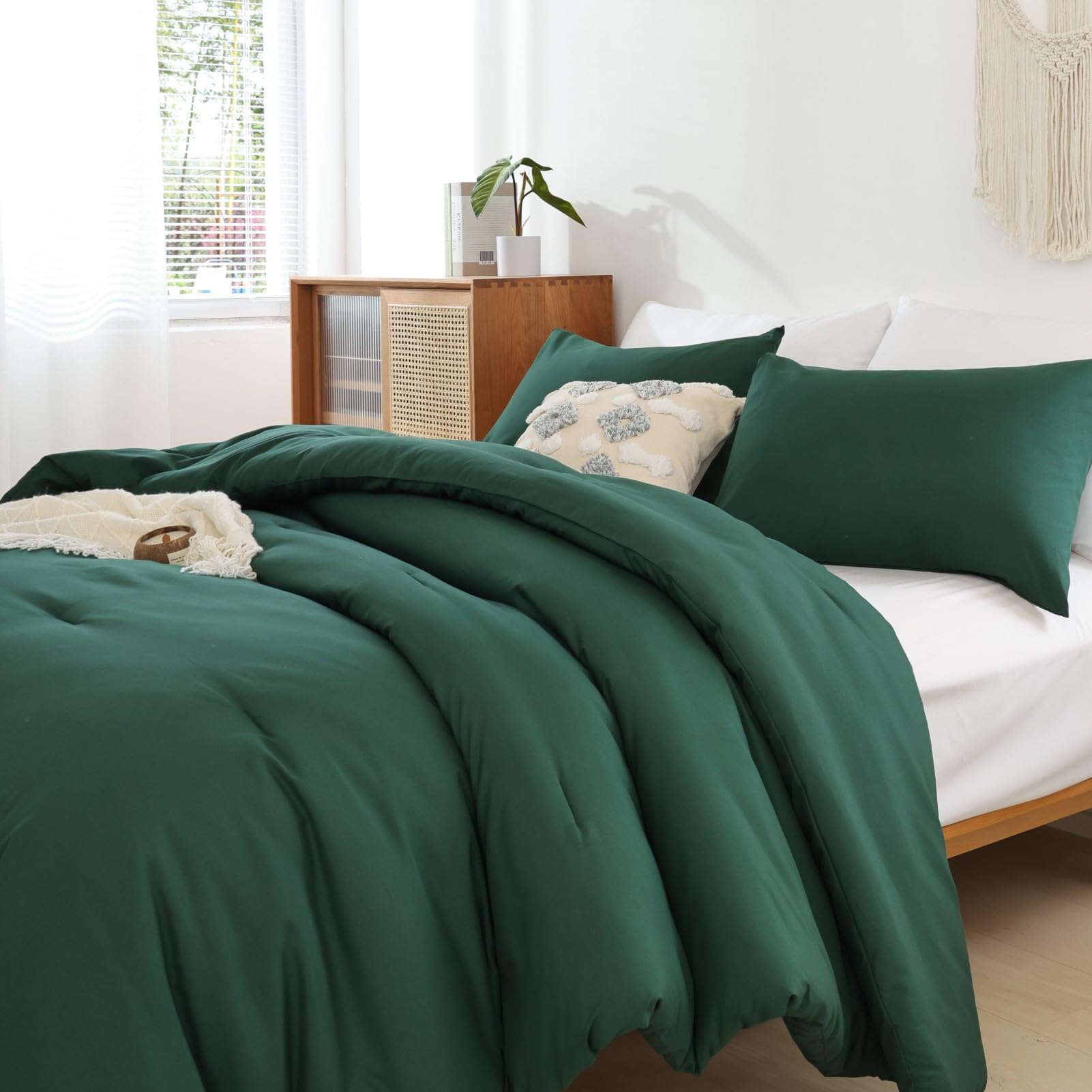 Rosgonia Comforter Full Size For Girls Boys Teen,3Pcs(1 Dark Emerald Green Comforter & 2 Pillowcases),Soft Kids Comforter Sets A