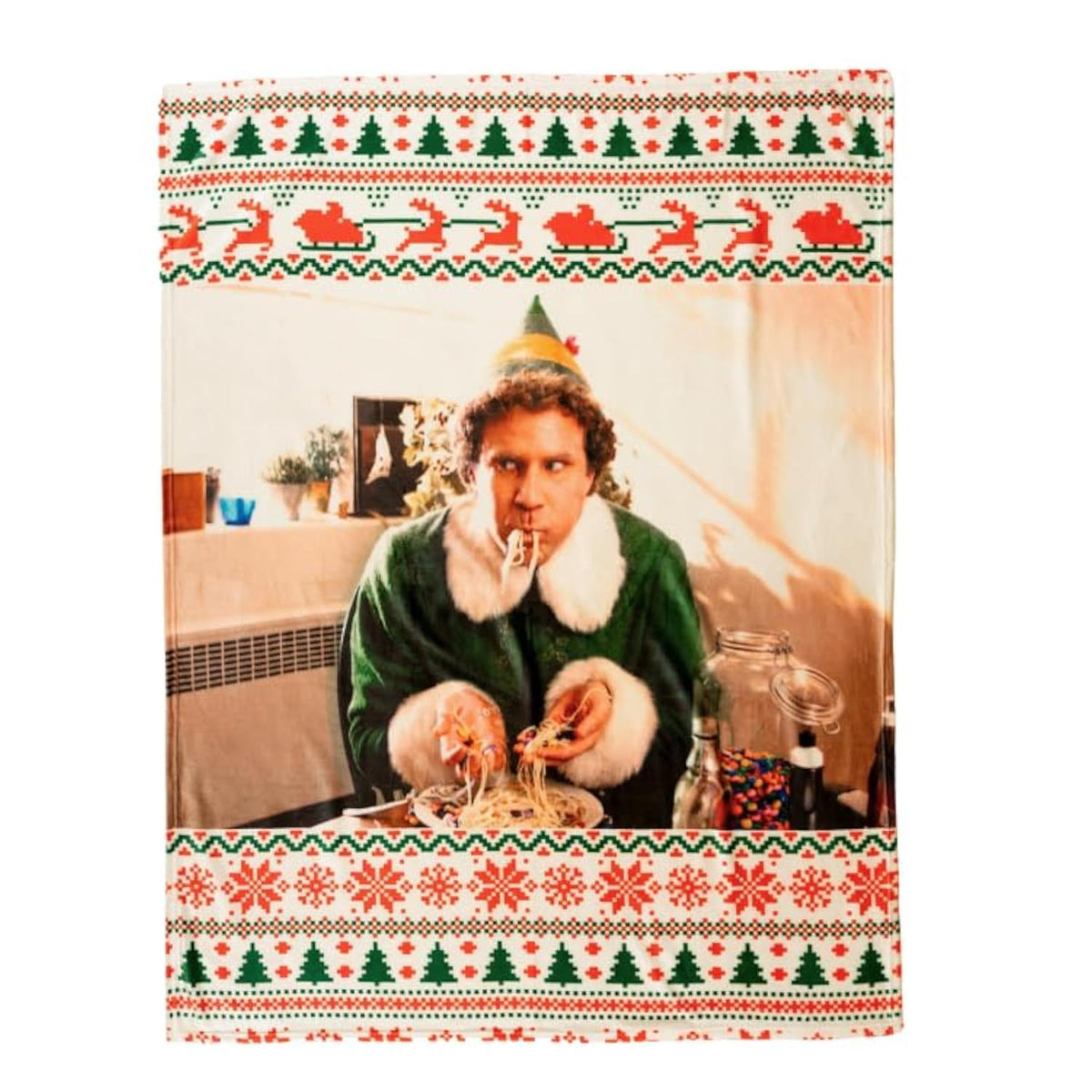 Franco Elf The Movie Buddy Spaghetti Holiday Christmas Bedding Soft Plush Blanket Throw, 46 In X 60 In, (Officially Licensed Pro