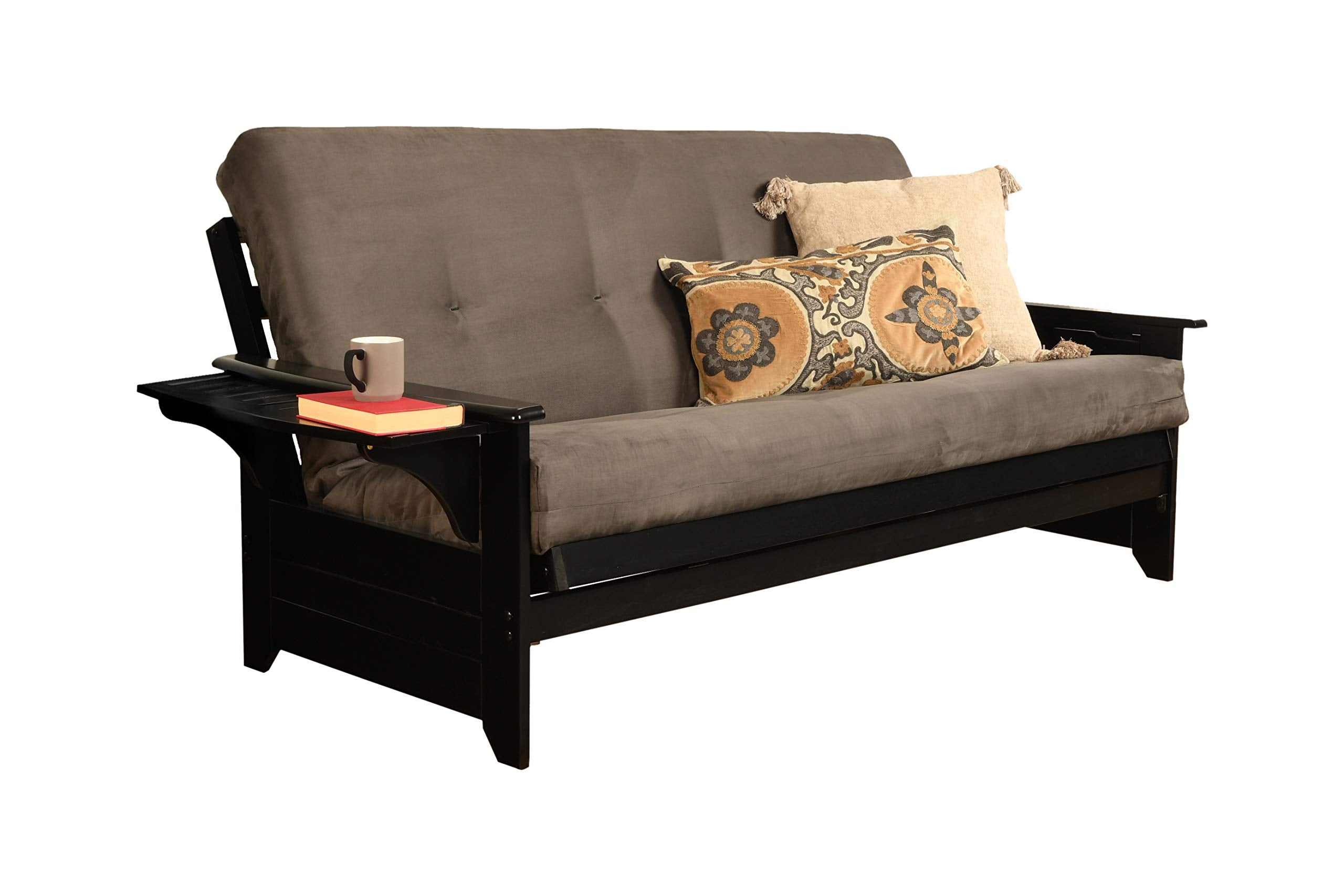 Kodiak Furniture Phoenix Full Size Futon In Black Finish, Suede Gray