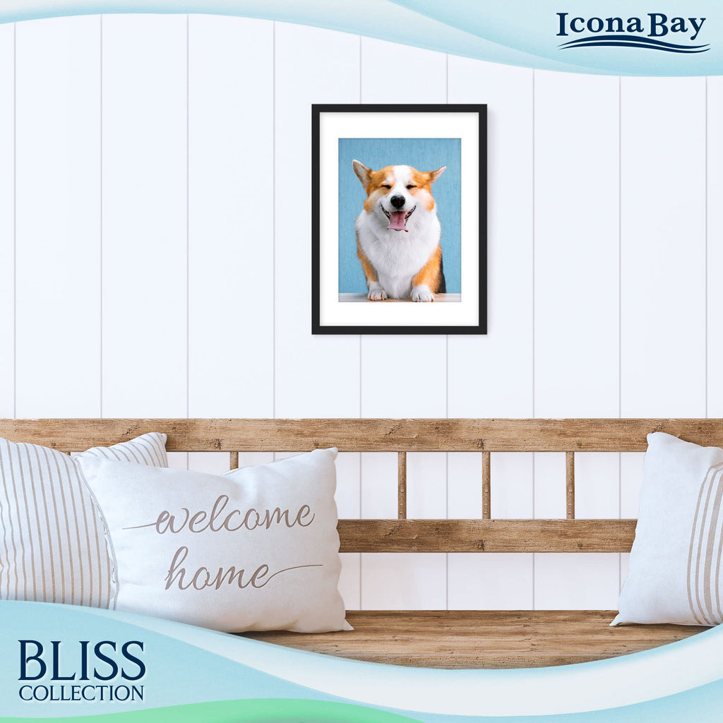 Icona Bay 12X16 Black Picture Frame Fits 11X15 Photos With Mat To 9X12 Image, Modern Style Wood Composite Poster Frame, Wall Mou