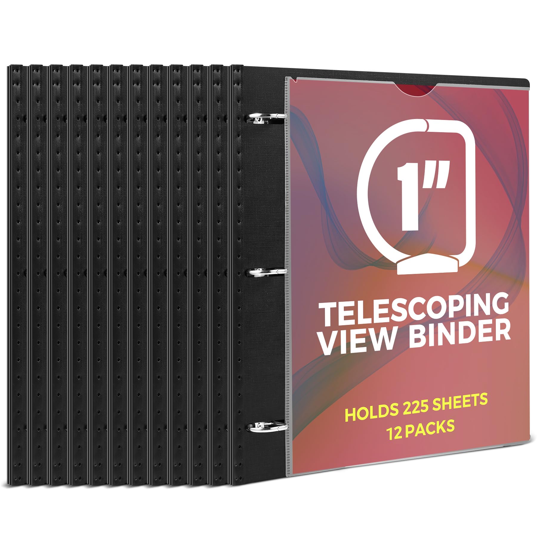 Makhistory 1 Inch Telescoping 3 Ring Binder-12Pcs, Flexible Binder With Customized Front Cover, Holds 225 Sheets, School Office