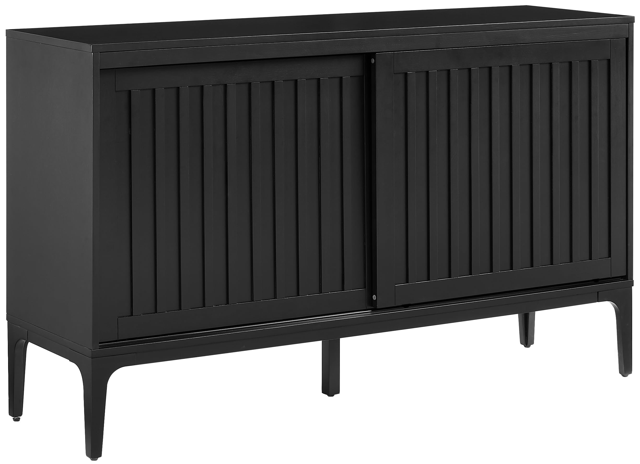Crosley Furniture Asher Mid-Century Modern Sideboard Buffet Cabinet with Storage, Living Room Credenza, Matte Black