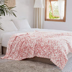 Fy Fiber House Flannel Fleece Throw Blanket Super Soft Lightweight Microfiber With Flower Print For Couch, 90''X90'', Peach