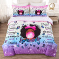 Grat Tioc Black Girl Comforter Twin For Kids Teens,Black Girl Magic Bedding Set,African American Girl Inspirational Quotes Bed C