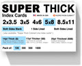 100 Super Thick Index Cards/ 5'X8' / 14Pt (0.014') 100Lb / Blank Un-Ruled/Archival Acid-Free