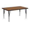 Flash Furniture Wren 24''W x 48''L Rectangular Oak Thermal Laminate Activity Table - Height Adjustable Short Legs