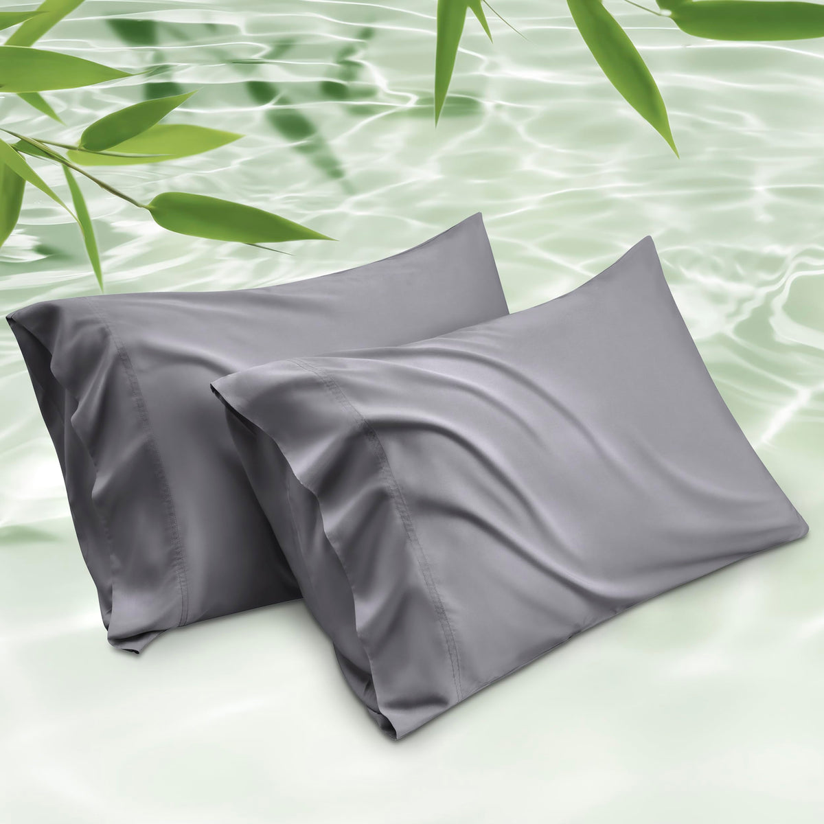 Bedsure King Size Pillow Cases Set Of 2, Rayon Derived From Bamboo Dark Grey Pillowcase, Cooling Pillow Cases For Hot Sleepers,