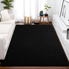 Larhom Large Modern Area Rugs For Bedroom Living Room, 4X6 Feet Black Rug, Thickened Memory-Foam Indoor Carpets, Minimalist Rug