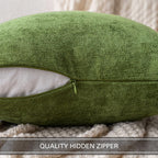 Miulee Pack Of 2 Moss Green Decorative Pillow Covers 20X20 Inch Soft Chenille Couch Spring Throw Pillows Farmhouse Cushion Covers For Home Decor Sofa Bedroom Living Room