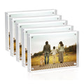Sezanrpt 5 Pack Acrylic Picture Frames 2.5x3.5 inches, Clear Double Sided Magnetic Photo Block Frame,Desktop Frameless Picture D