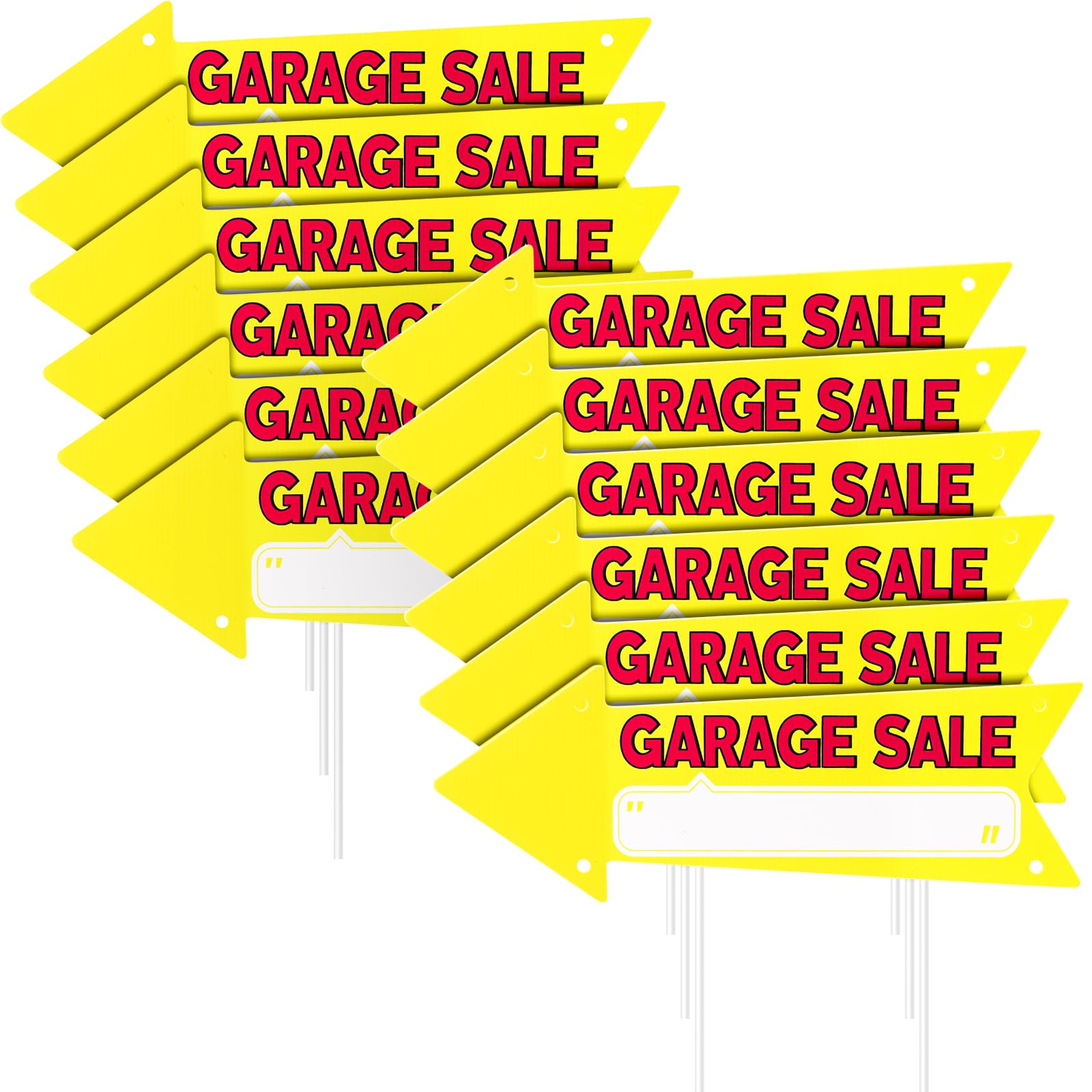 Hoomall Garage Sale Sign 12Pcs Yellow Arrow Garage Sale Sign With Stakes Waterproof Reusable Yard Sale Signs With Directional Ar