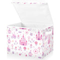 CZXW Princess Storyland Castles Fabric Storage Bin with Lid, Collapsible Basket with Handles, Shelf Cube Closet Organizer for Ho