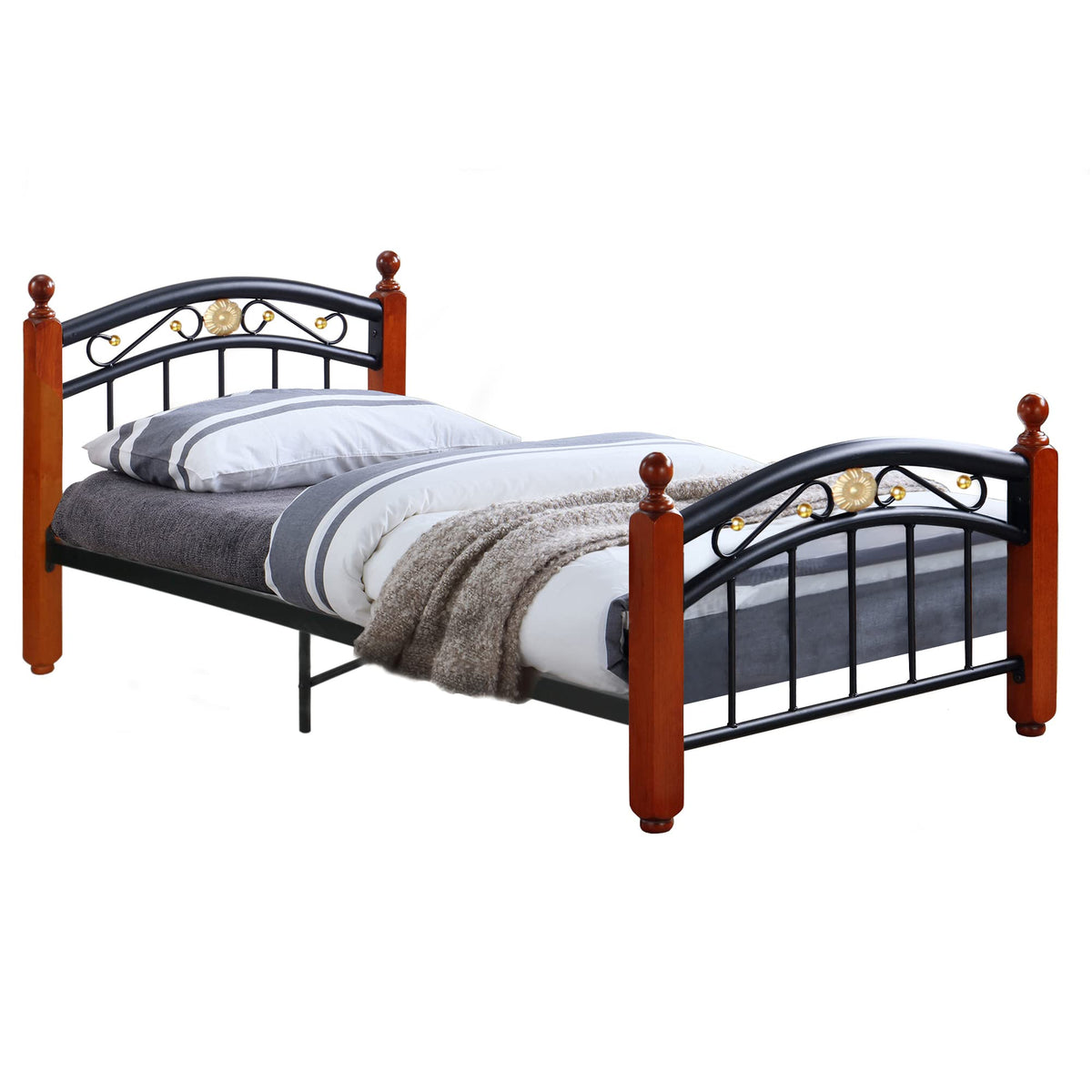 Better Home Products Leyla Twin Black Metal Bed Frame With Headboard & Footboard