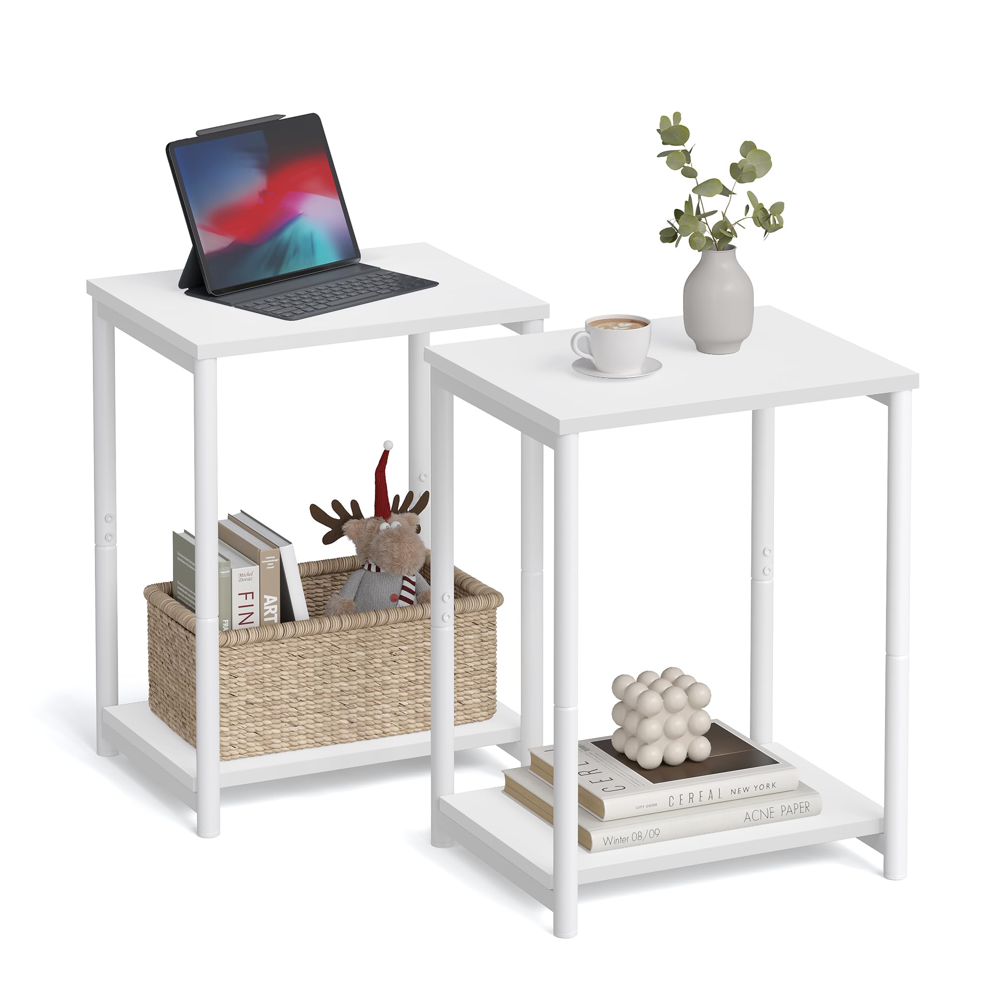 Vasagle Side Tables Set Of 2, Small End Table, Nightstand For Living Room, Bedroom, Office, Bathroom, White Ulet272W14