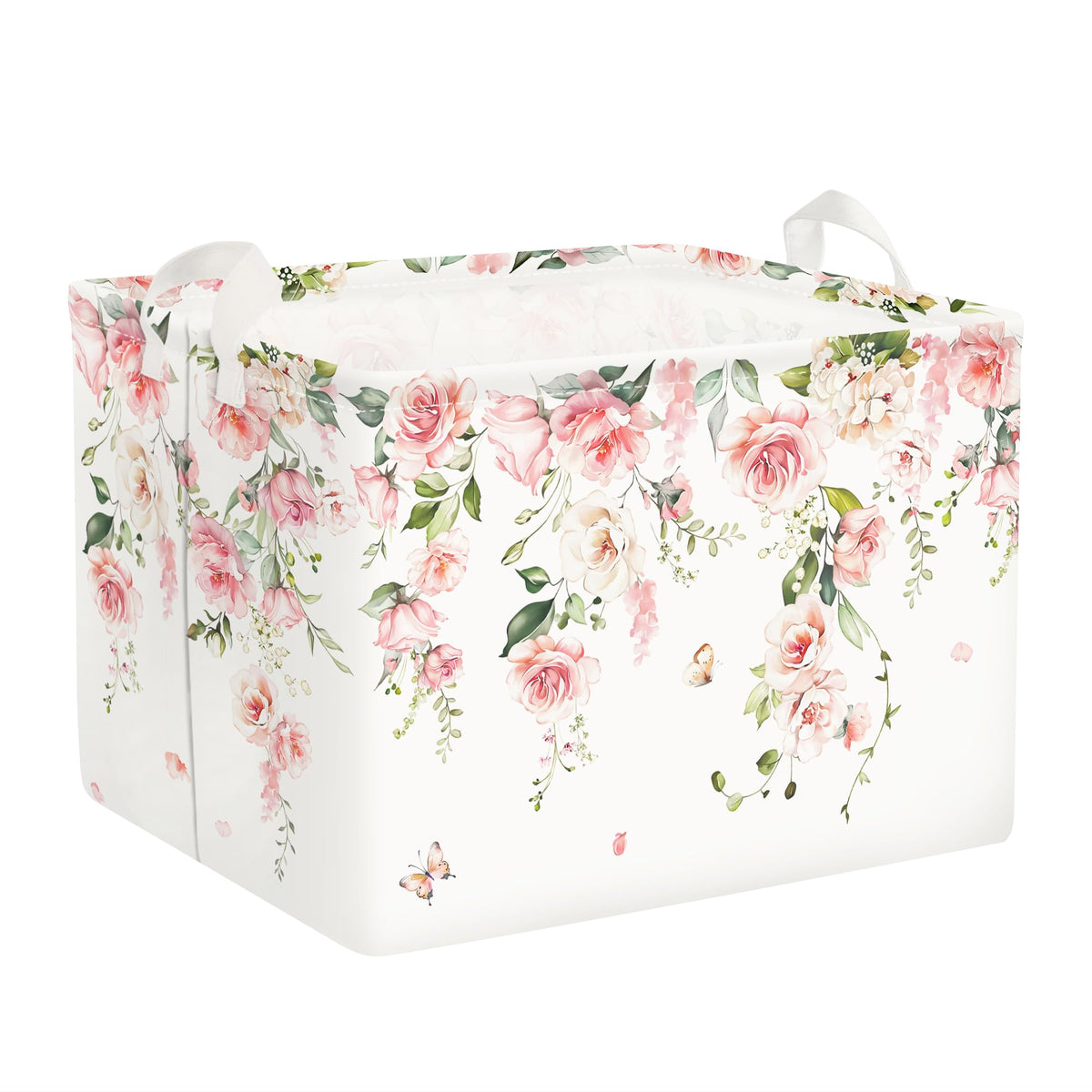 Clastyle Flower Girl Book Storage Basket Spring Summer Floral Women Clothes Organizer Bin Parents Gift Toy Box for Bedroom Showe