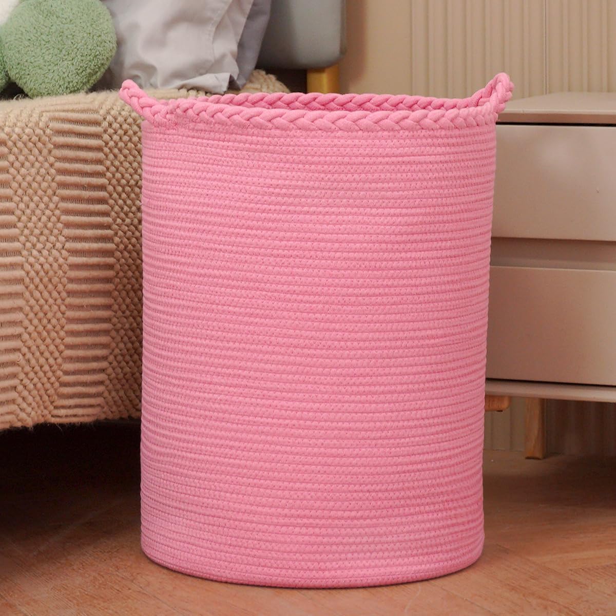 Neyvora Decor Laundry Basket,Cotton Tall Laundry Hamper For Blankets,Clothes,Pillows,Toys,Shoes Large Laundry Bin 14x16inch, SOL