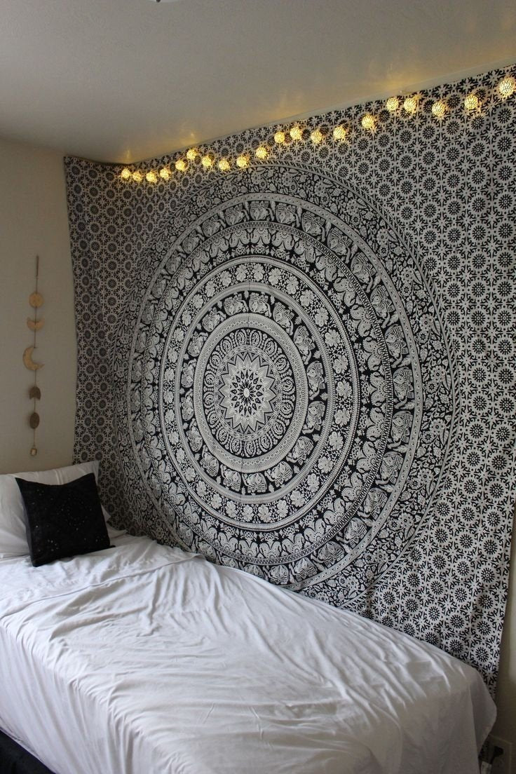 RAJRANG Indian Mandala Tapestry Wall Hanging Black and White Elephant Hippy Tapestries Twin Hippie Beach Throw College Dorm Deco
