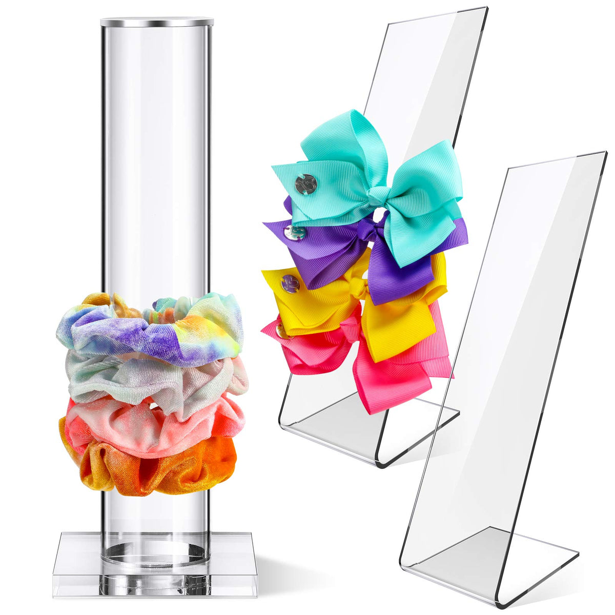 Jetec Acrylic Scrunchie Holder Stand - 10 Inch Clear Display Organizer for Headbands, Hair Ties, Bracelets, and Bangles for Teen