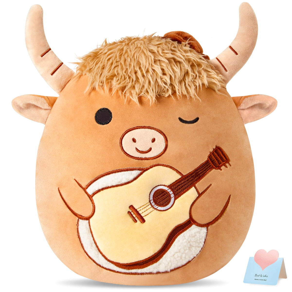 Glow Guards 12 ' ' Scottish Highland Cow Plush Pillow - Cute Stuffed Animal Soft Toy - Birthday Gift For Boys Girls Kids - Brown