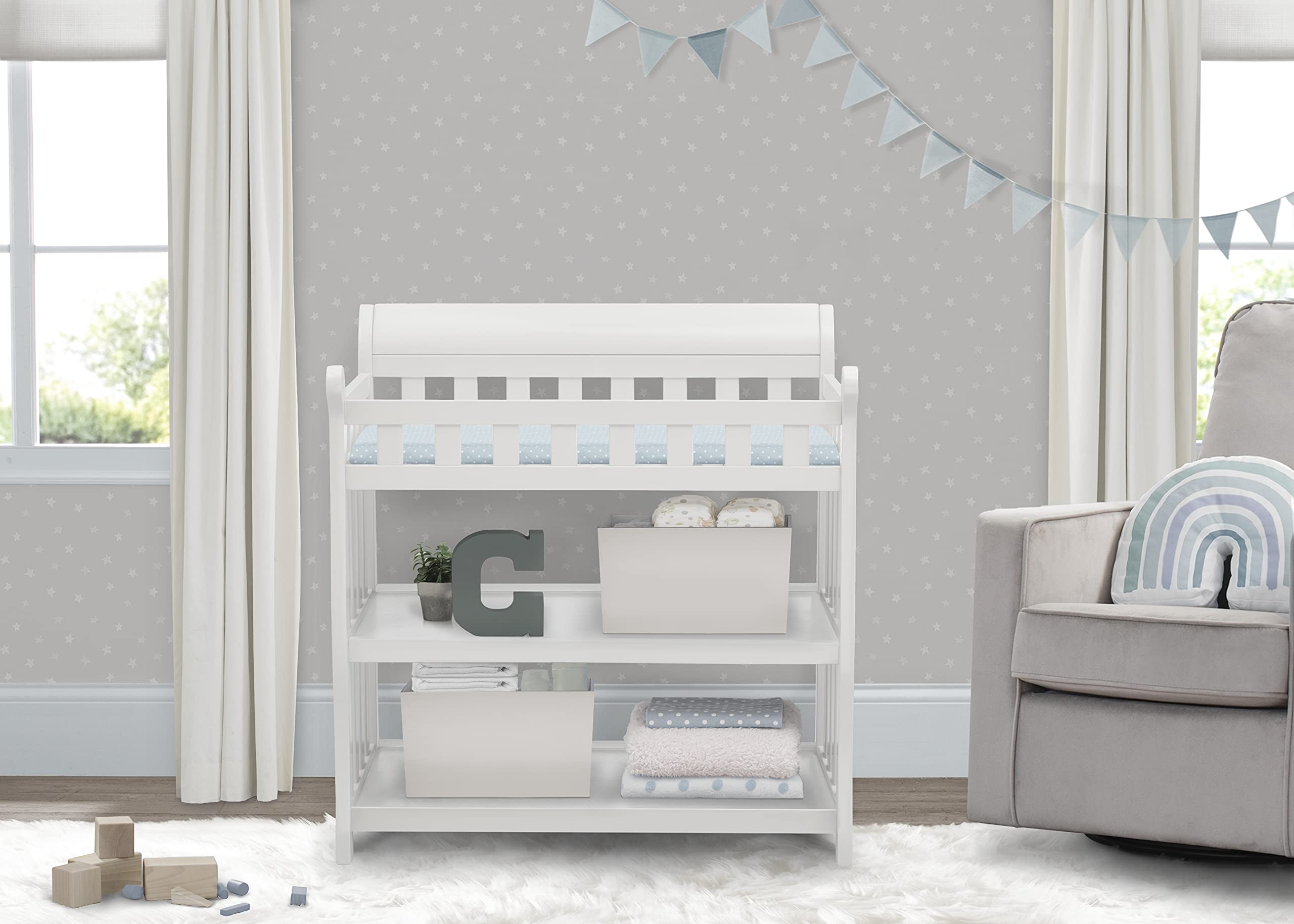 Delta Children Eclipse Changing Table With Changing Pad, White