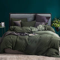 Ecocott Army Green Duvet Cover California King Size - 100% Washed Cotton Durable Soft Comfy Duvet Cover Set, 3 Pieces Duvet Cove