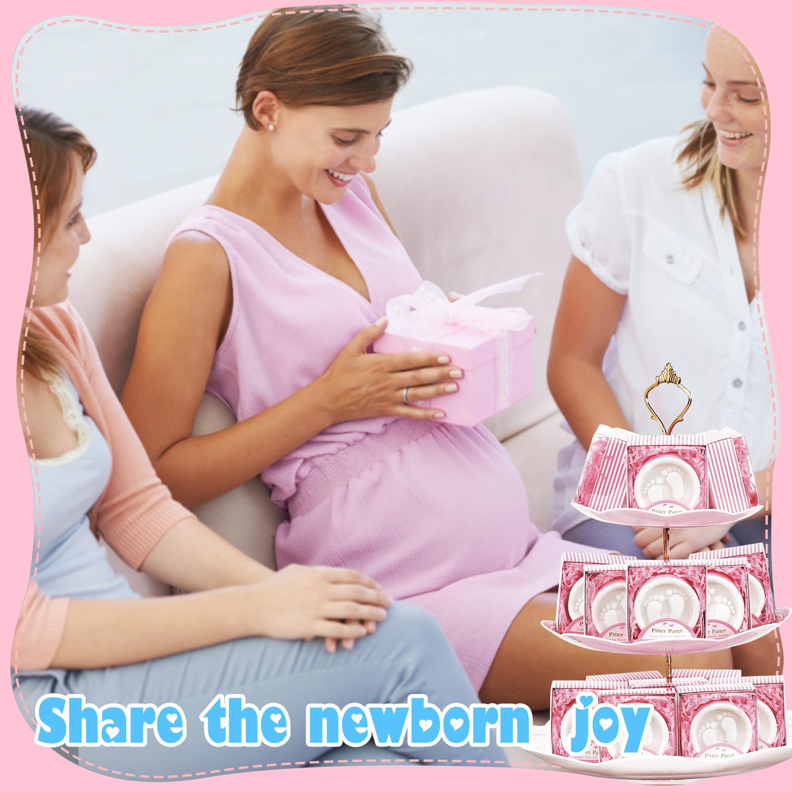 Aixiang Baby Shower Favors Soaps Handmade Pink Gift Boxed Little Baby-Feet Scented Soap Favors For Baby Girl Baby Shower Favors