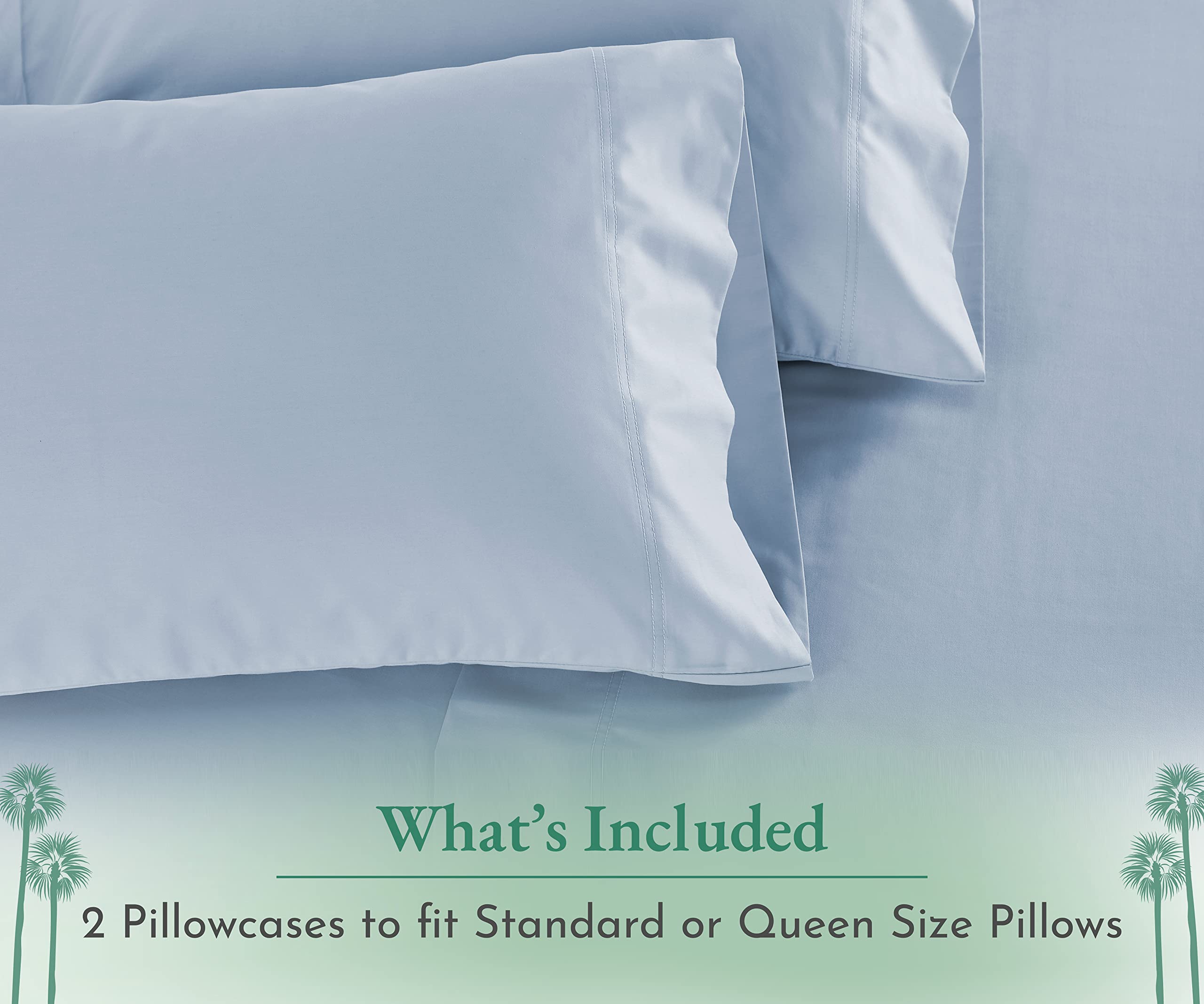 California Design Den Luxuriously Soft Hotel Quality 600 Thread Count, 100% Cotton Set Of 2 Cases, Crisp & Cool Pillowcases Standard Set Of 2 Fits Standard & Queen Pillows (Blue)