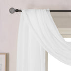 Donren White Sheer Window Scarf Valance - Luxury Soft Semi Sheer Scarf For Window Wedding Arch Sheer Curtains Scarf (1 Panel,52