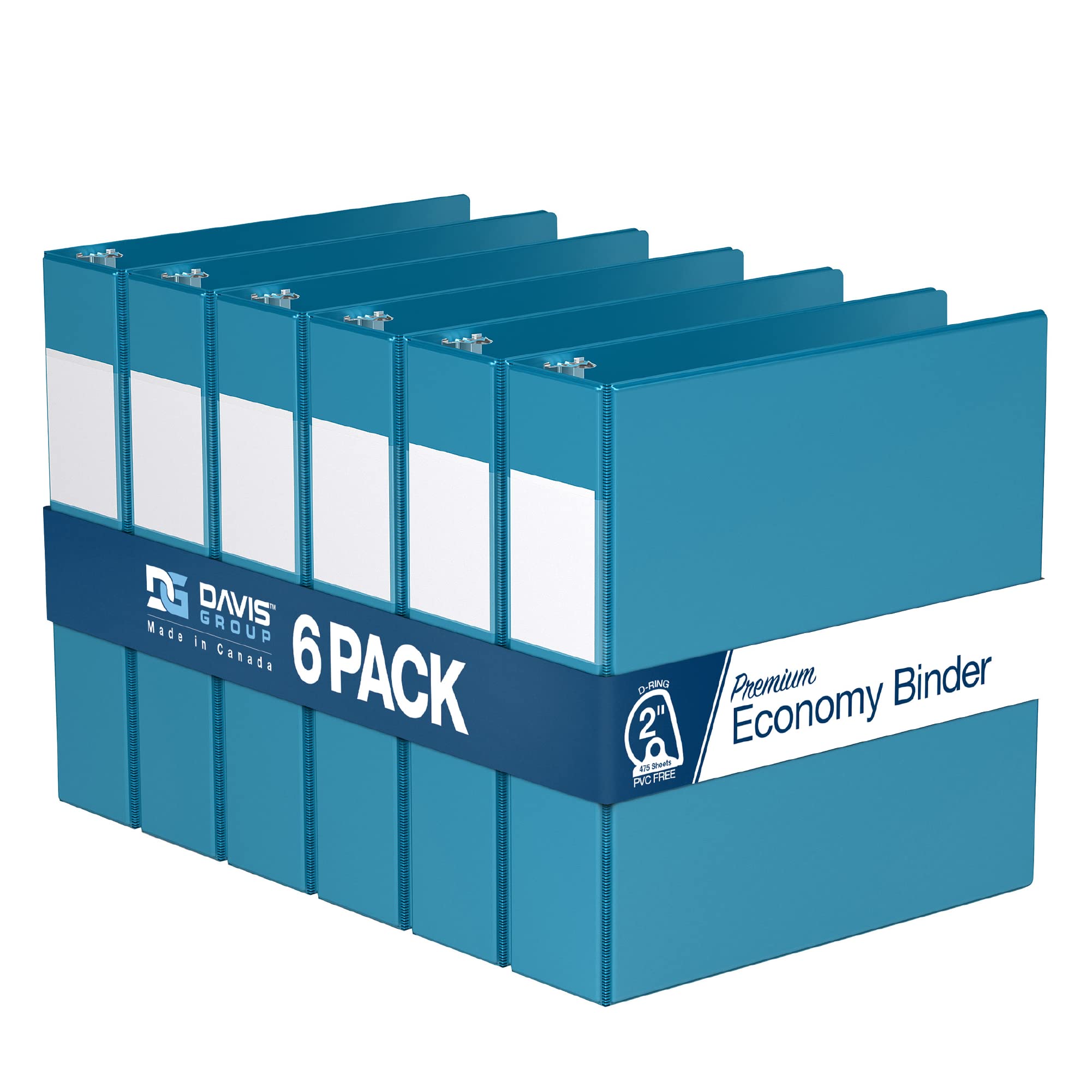 Premium Economy 6-Pack 3-Ring Binders For School Or Office, D-Ring Binders, 2 Inch, Turquoise