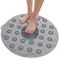 Debilo_Dubai Round Bathroom Mat with Foot Scrubber & Drain Holes, AntiSlip Mat for Shower & Bathtub, Suction Grip Bath Mat for 