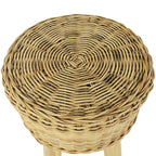 vidaXL Bar Stool with Natural Rattan Seat - Rustic Charm, Solid Teak Legs, Easily Assemble, Sturdy and Durable - Ideal for Homes, Offices, Cafes