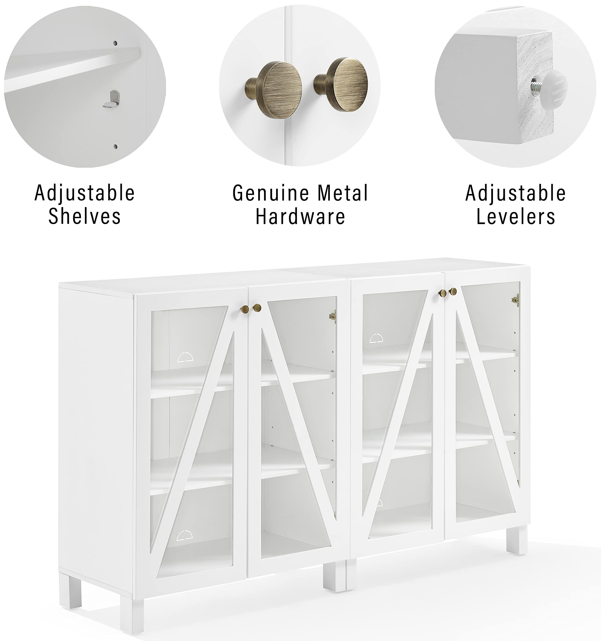 Crosley Furniture Cassai 2-Piece Entertainment Center Tv Stand, Media Console, Vinyl Record Storage, White