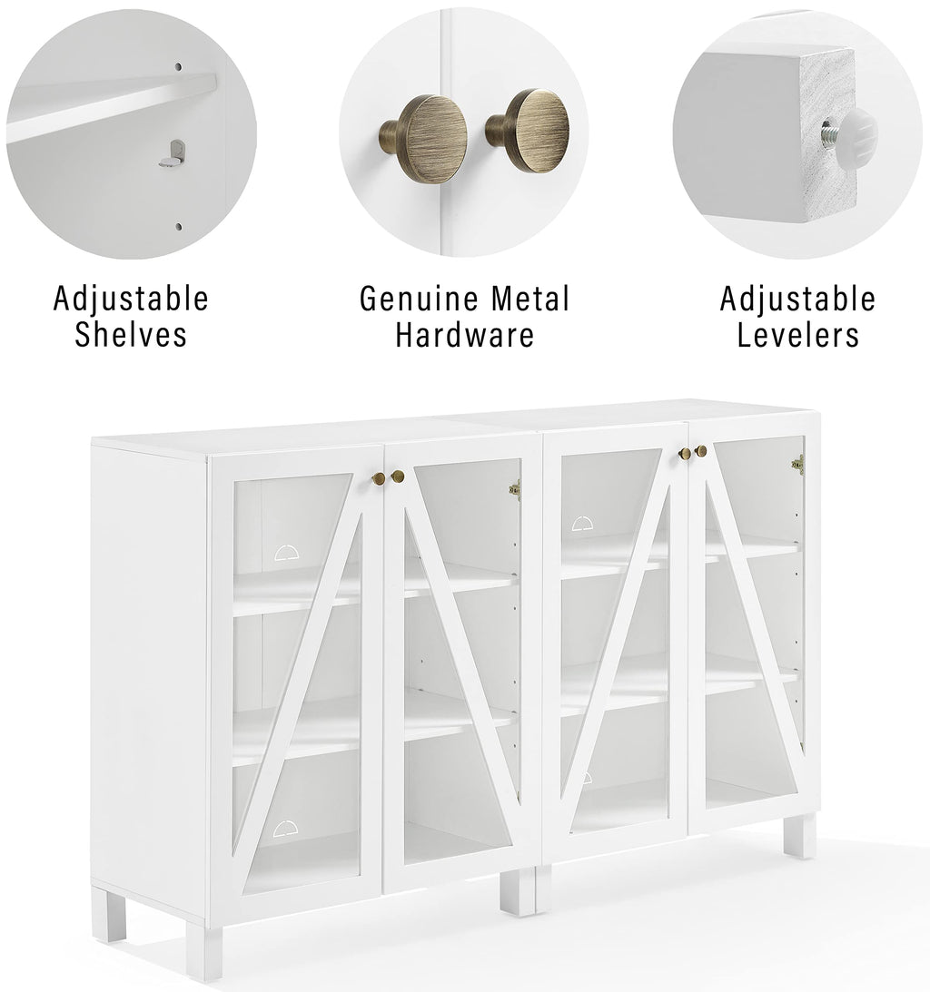 Crosley Furniture Cassai 2-Piece Entertainment Center Tv Stand, Media Console, Vinyl Record Storage, White