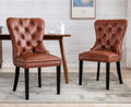 Ealson Modern Dining Chairs Set Of 2 Mid Century Leather Dining Room Chairs With Wood Legs Tufted Upholstered Kitchen Side Chair