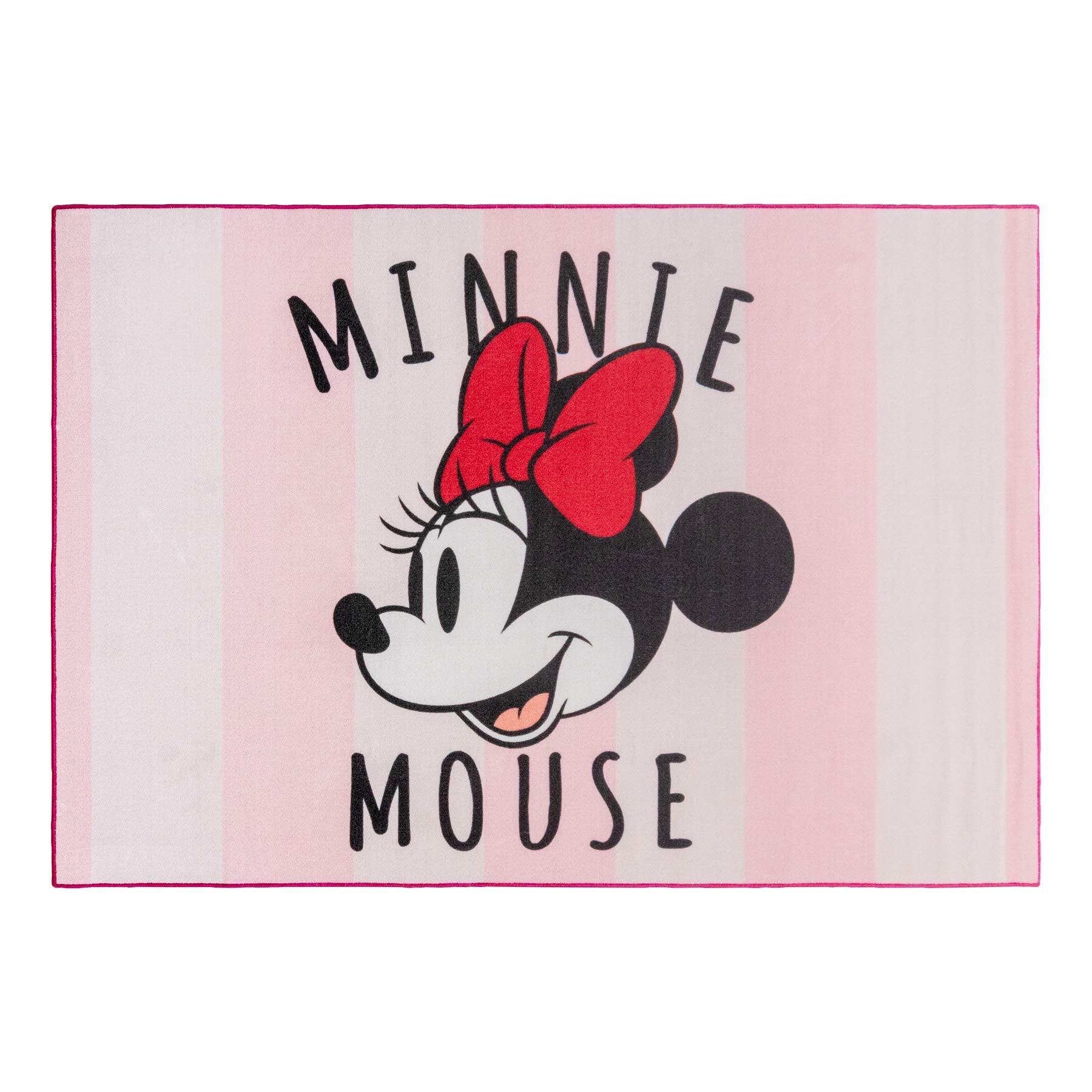 Gertmenian Disney Minnie Mouse Stripes Area Rug For Children & Teens Kids Home Decor For Girls & Boys 4X6 Large, Pink, 47257
