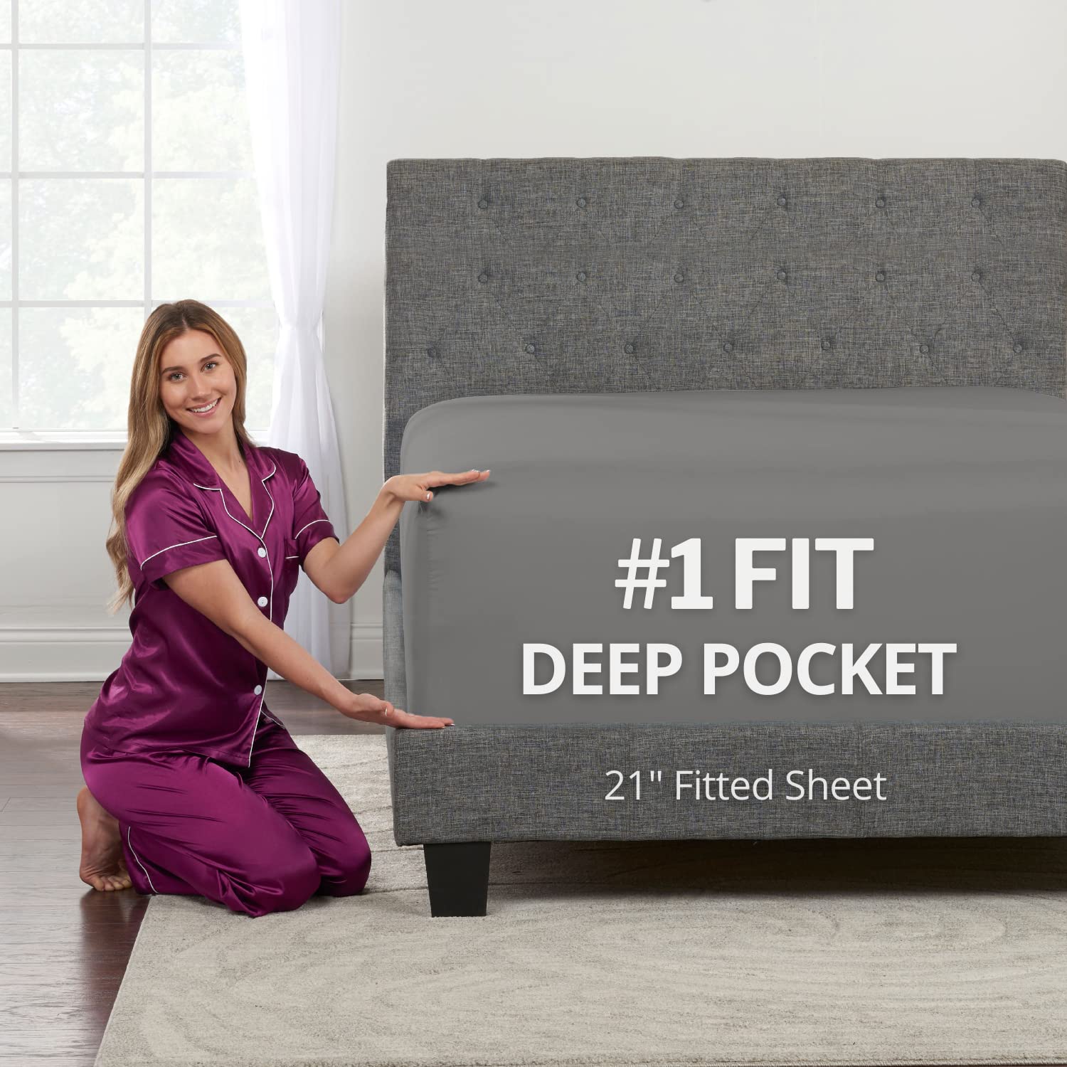 Dealuxe Cal King Fitted Sheet Only Deep Pocket - 17In - 21In Inch + Extra Deep Pocket Only - 1 Fitted Sheet With Deep Pockets Fo