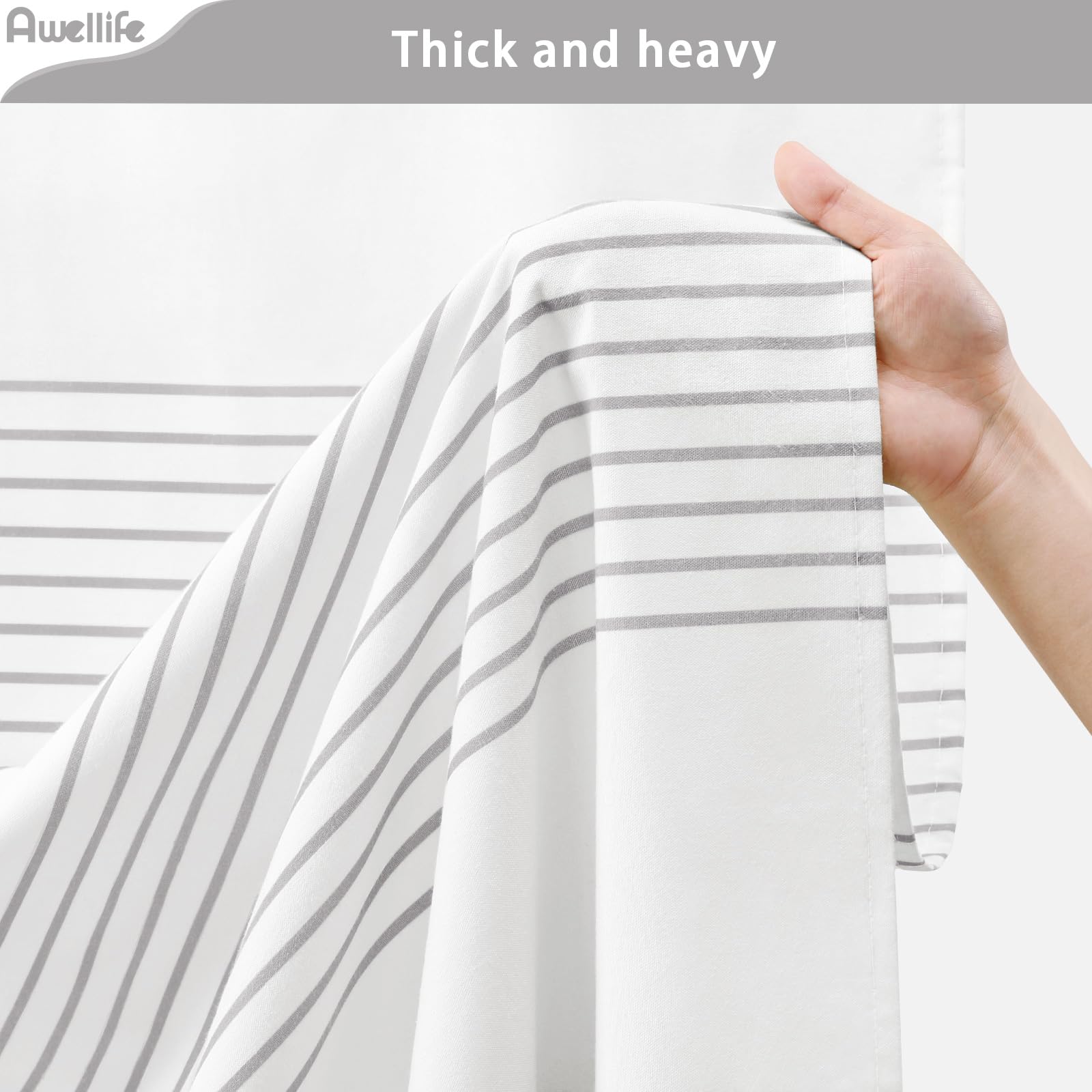 Awellife Boho Grey Shower Curtain For Bathroom Stripe Tassel Shower Curtain 48 X 72 Inches Farmhouse Linen